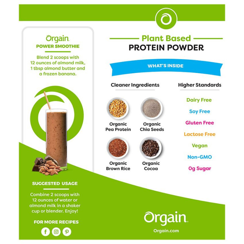 Orgain Vegan Protein Creamy Chocolate Fudge 2.03 lbs (20 serv)