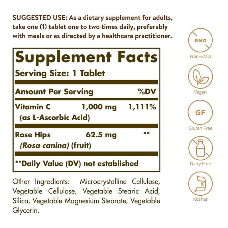 Solgar Vitamin C With Rose Hips 1000 mg (250 tablet)