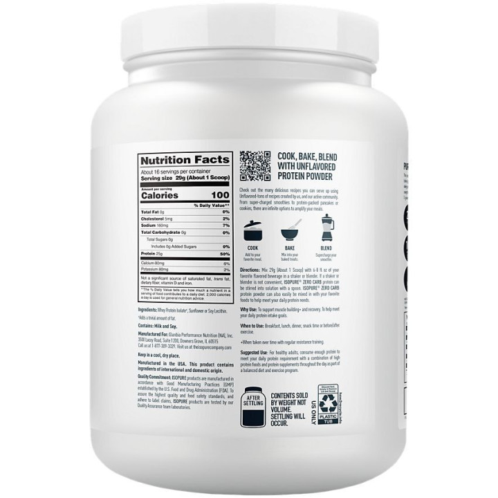 Isopure Zero Carb Unflavored 1 lb (16 serv)