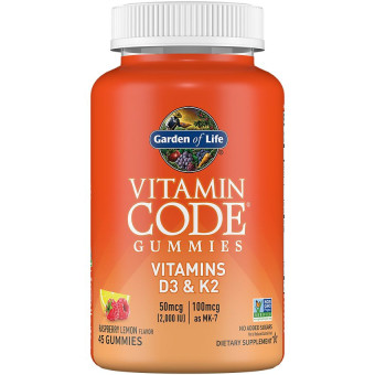 Vitamin D3 2000 UI & K2 100 mcg Raspberry Lemon (45 Gummies)