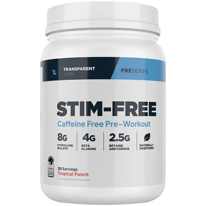 Stim Free Pre-Workout Tropical Punch (30 Serv) 1.35 lbs