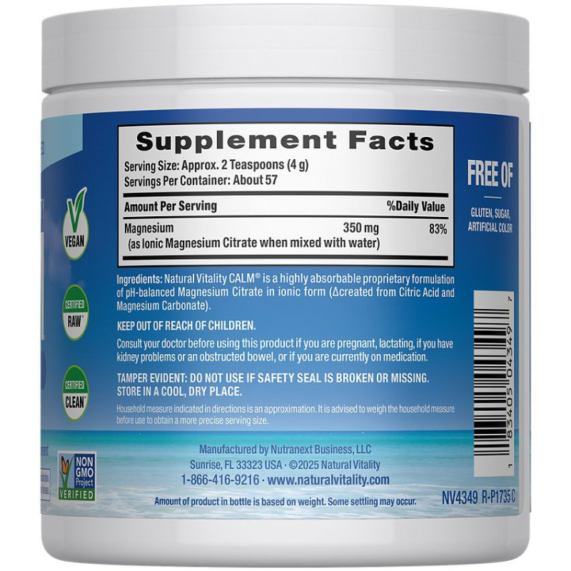 Natural Calm Magnesium Unflavored 350 mg (56 serv)