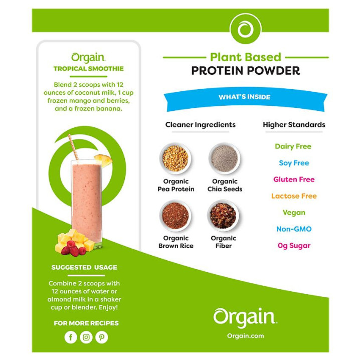 Orgain Vegan Protein Vanilla Bean 2.03 lbs (20 serv)