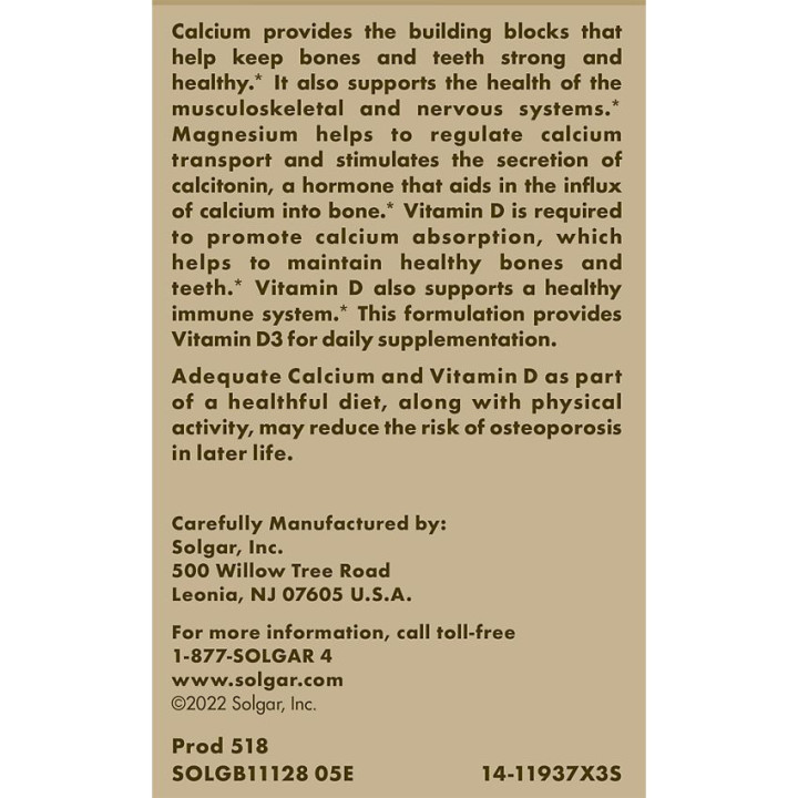 Solgar Calcium Magnesium with Vitamin D3 (150 tabs)