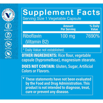 Vitamina B2 Riboflavina 100 mg (100 cap)
