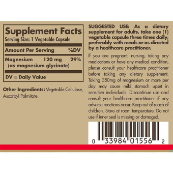 Solgar Magnesium Glycinate 120 MG (90 veg caps)