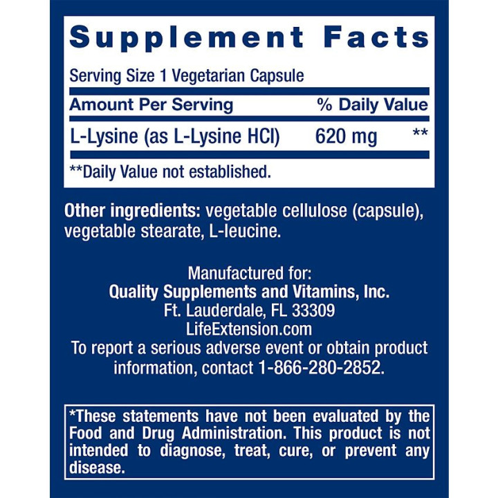 L-Lysine 620 mg (100 veg cap)