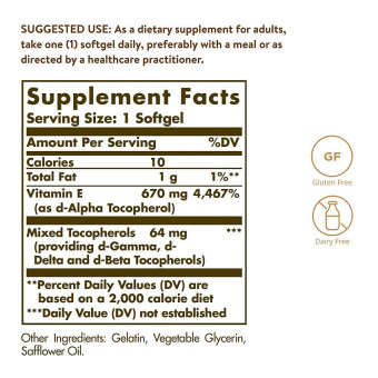 Solgar Vitamin E 670 mg 1000 IU (100 softs)