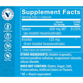 No-flush Niacin Vitamin B3 500 mg (100 cap)