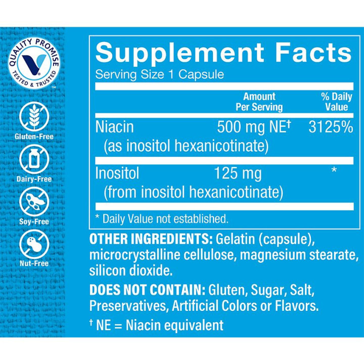 No-flush Niacin Vitamin B3 500 mg (100 cap)