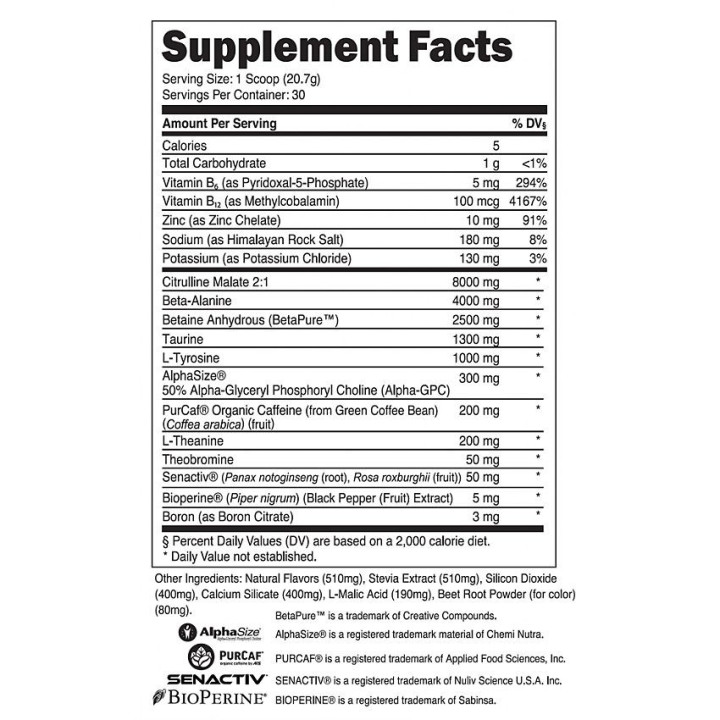Bulk Clinically Dosed Pre-Workout  Watermelon (30 Serv) 1.37 lbs