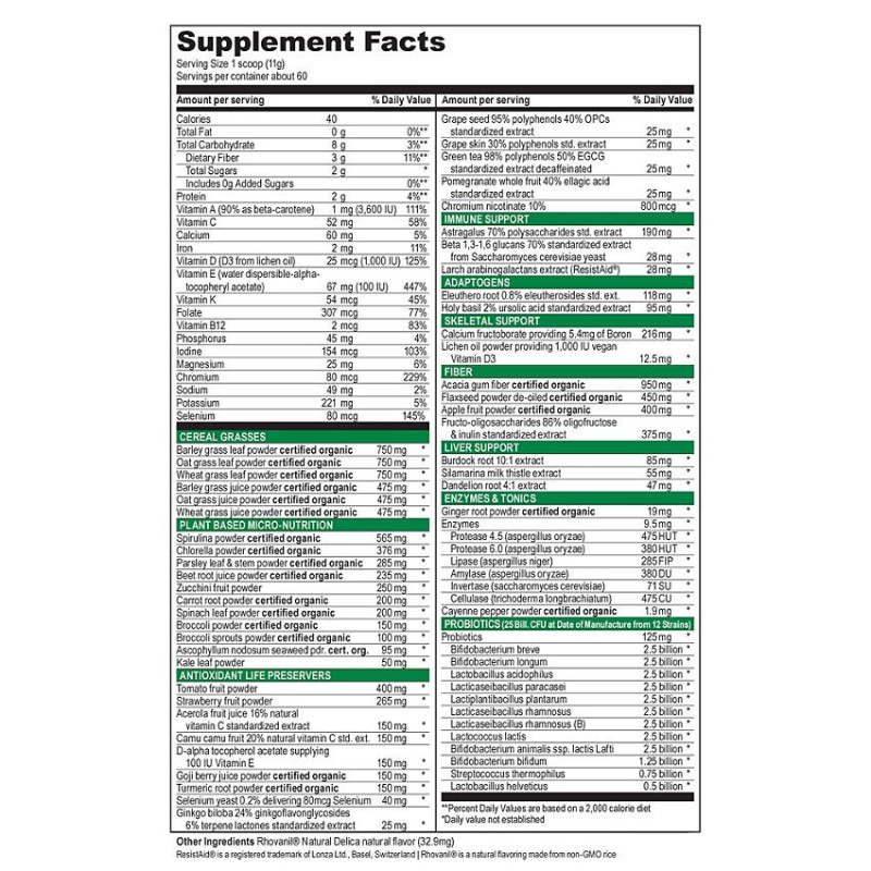Green Vibrance Powder 23.37oz (60 Serv)