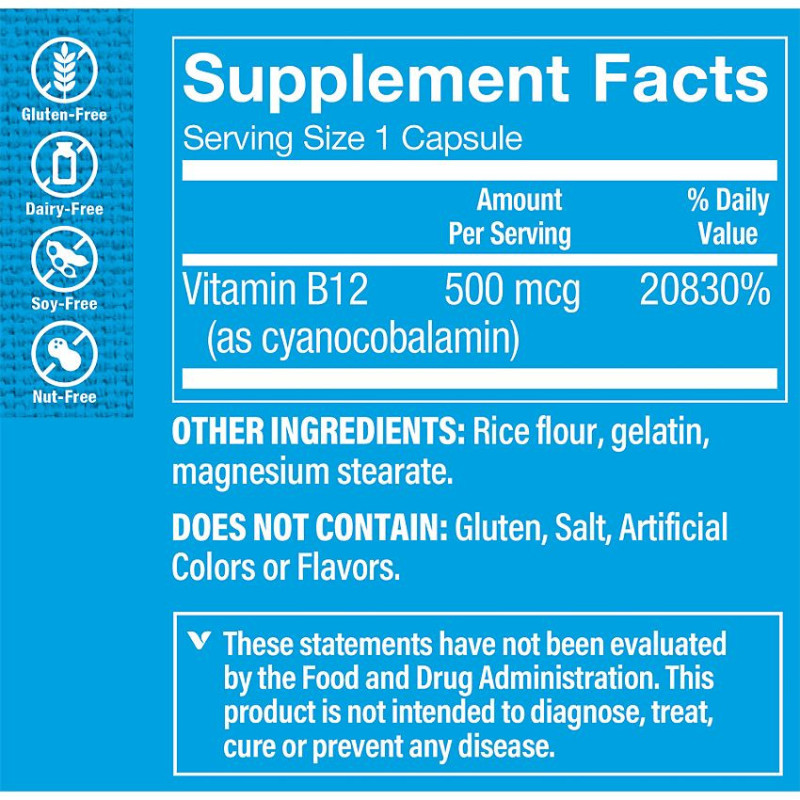 Vitamina B12 500 mcg (100 cap)