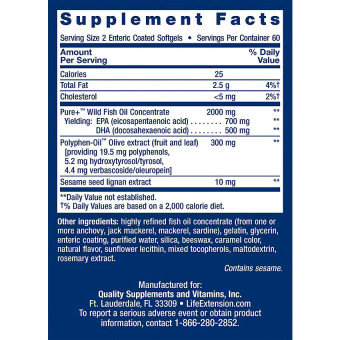 LE Super Omega-3 EPA DHA Fish Oil Enteric Coated (120 soft)