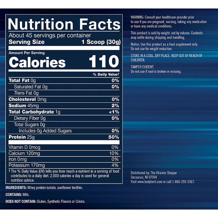 Whey Protein Isolate Unflavored (45 serv) 3 lbs