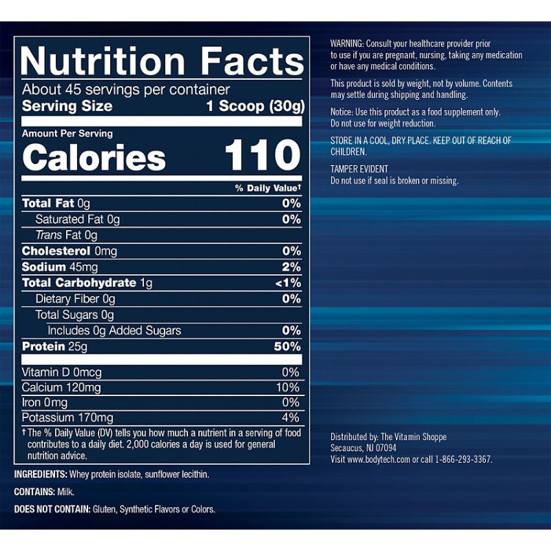 Whey Protein Isolate Unflavored (45 serv) 3 lbs
