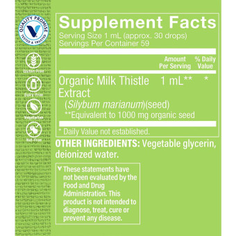 Milk Thistle Extract Organic Alcohol Free 1000 mg (2 fl oz)