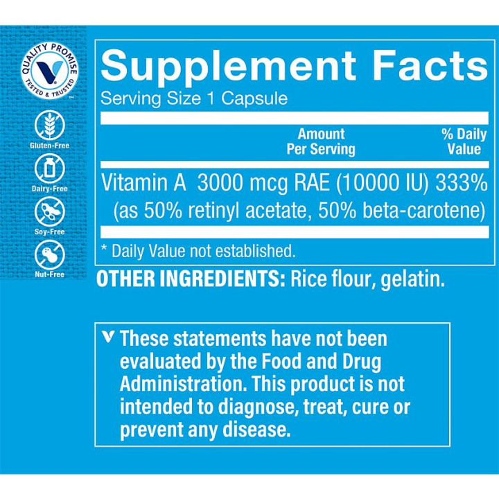 Vitamina A Dry Non-Oily 10000 UI (100 cap)