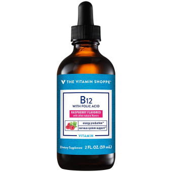 Liquid Vitamina B12 w/ Folic Acid Raspberry (2 fl oz)