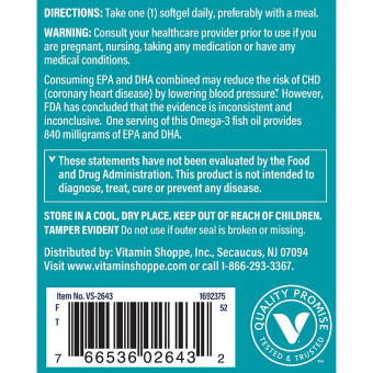 Omega-3 Fish Oil EPA DHA 840 mg (180 soft)
