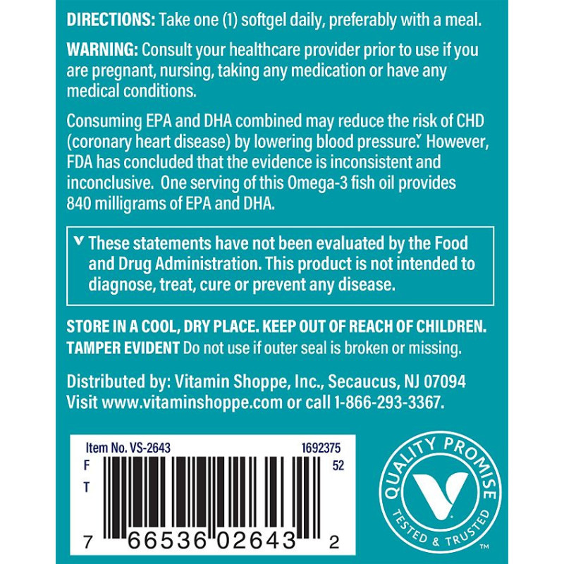 Omega-3 Fish Oil EPA DHA 840 mg (180 soft)