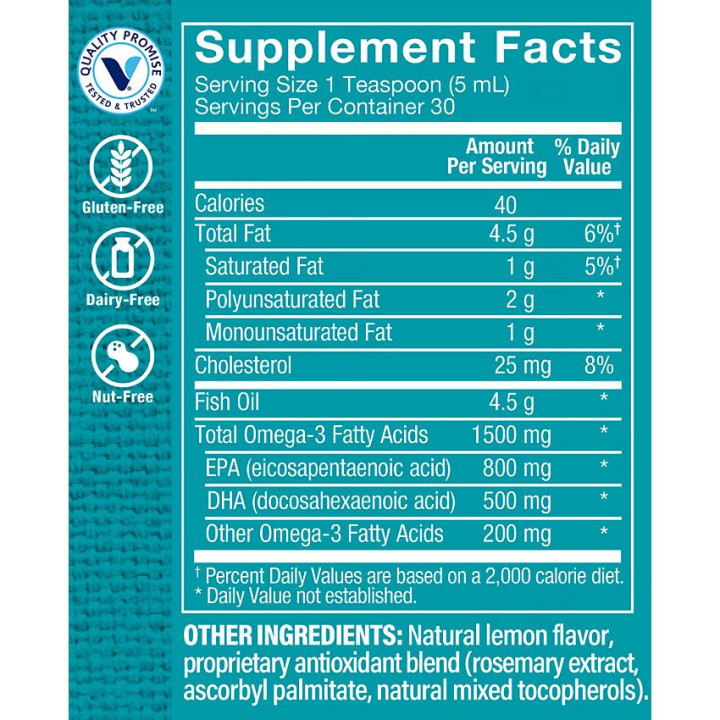 Omega-3 Fish Oil EPA 800 DHA 500 Lemon (5 fl oz)