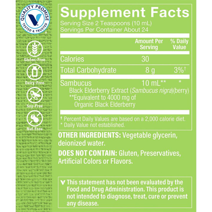 Sambucus Black Elderberry Extract 4000 mg (24 serv)