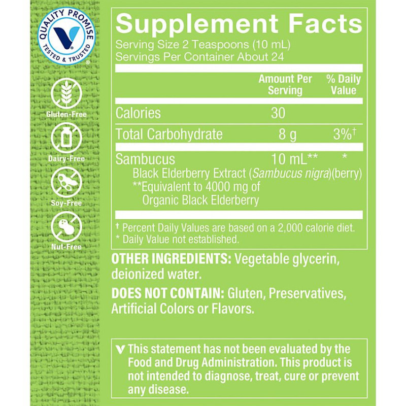Sambucus Black Elderberry Extract 4000 mg (24 serv)