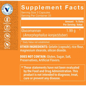Glucomannan Soluble Fiber from Konjac Root (100 Cap)