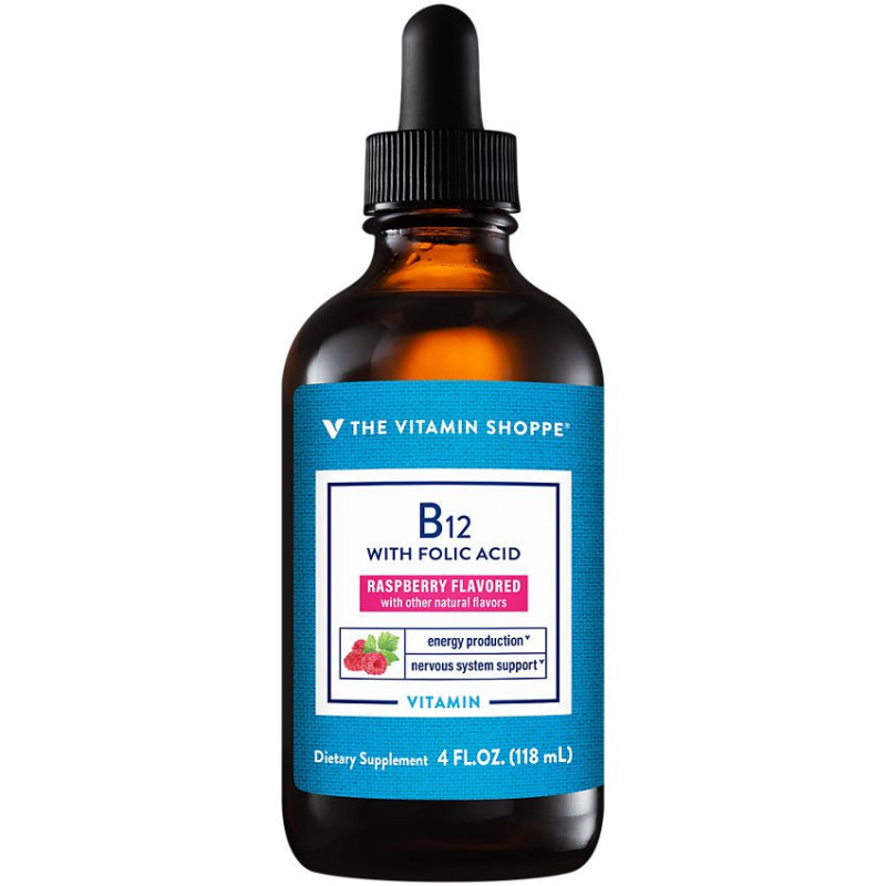 Liquid Vitamina B12 w/ Folic Acid Raspberry (4 fl oz)
