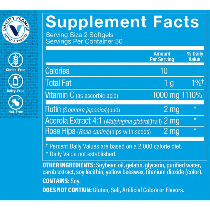 Vitamina C Fácil de Tragar 1000 mg en 2 softgels (100 soft)