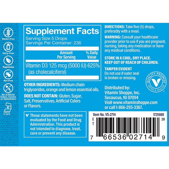 Liquid Vitamina D3 5000 UI Citrus (1 fl oz)