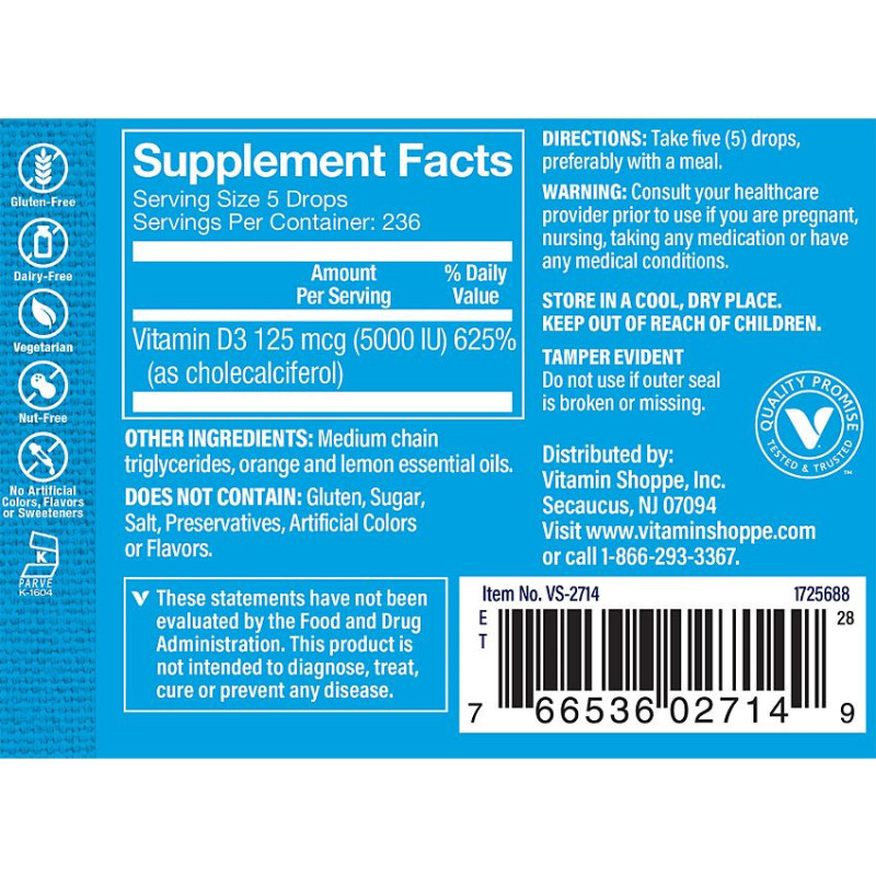 Liquid Vitamina D3 5000 UI Citrus (1 fl oz)