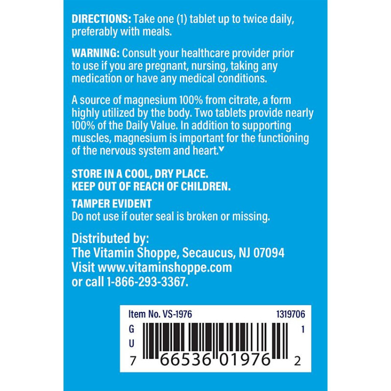 Magnesio - Citrato de Magnesio 200 mg (100 tab)