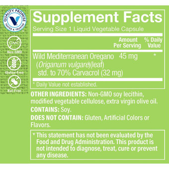 Super Strength Oil of Oregano 45 mg (120 veg cap)