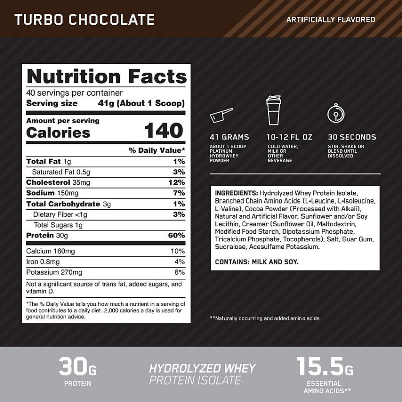 Platinum Hydro Whey Turbo Chocolate (40 serv) 3.5 lb