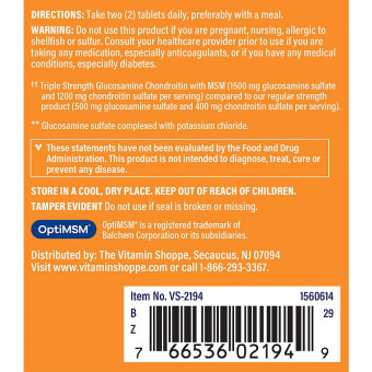Glucosamine Chondroitin MSM Triple Strength (60 tab)