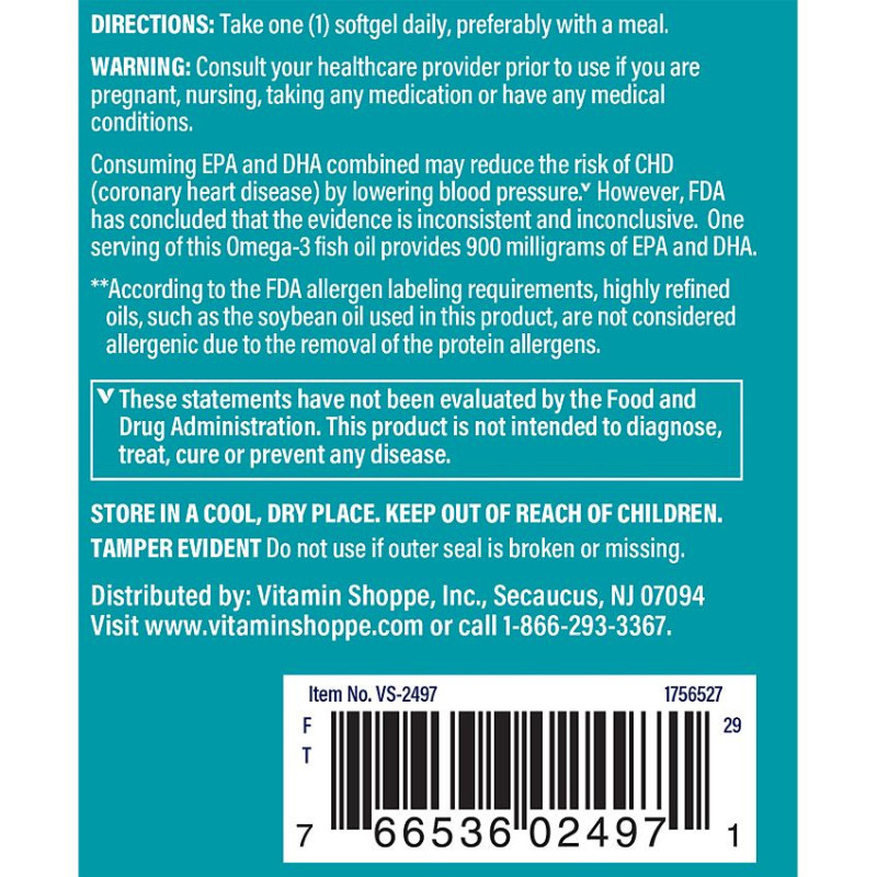 Super Omega-3 Fish Oil EPA DHA 900 mg Enteric Coated (60 soft)