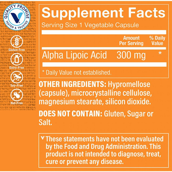 Alpha Lipoic Acid 300 mg (180 Veg Cap)