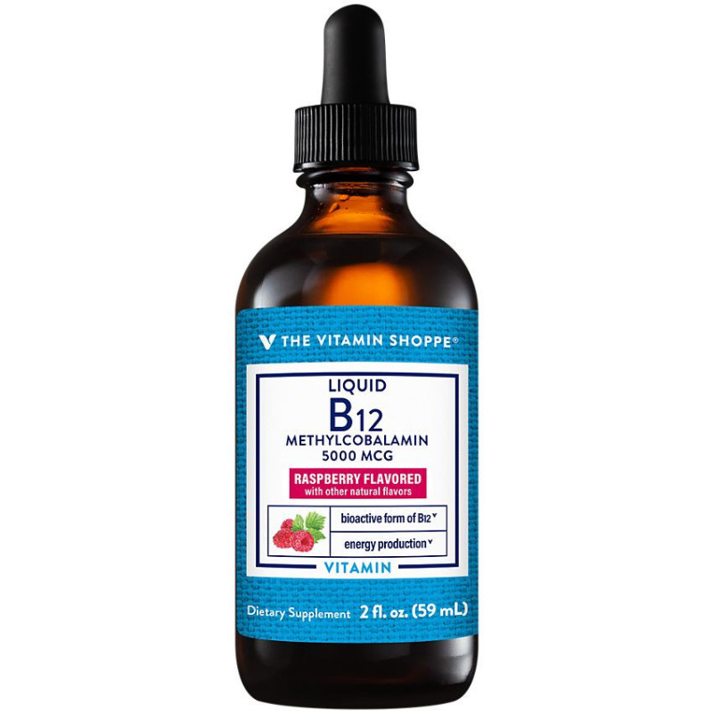 Liquid Vitamin B12 Methylcobalamin Raspberry 5000 mcg (2 fl oz)