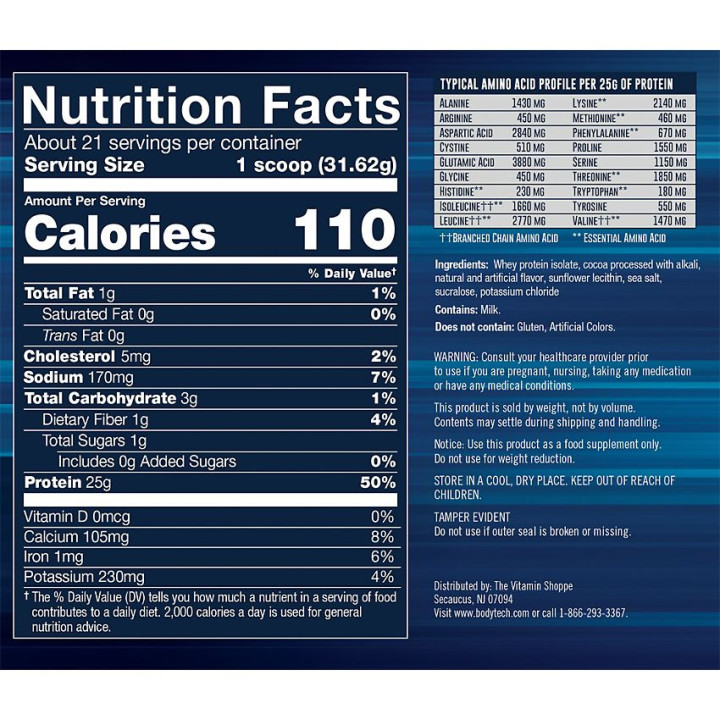 Whey Protein Isolate Rich Chocolate (21 serv) 1.5 lb
