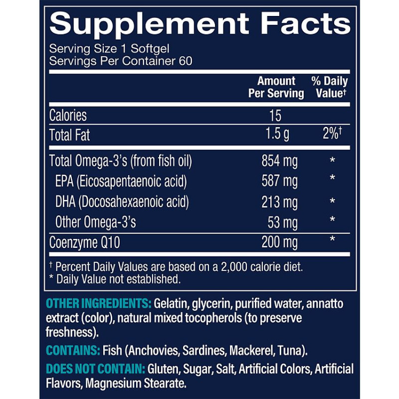 Vthrive Omega-3 800 mg EPA/DHA  w/ CoQ-10  (60 Soft)