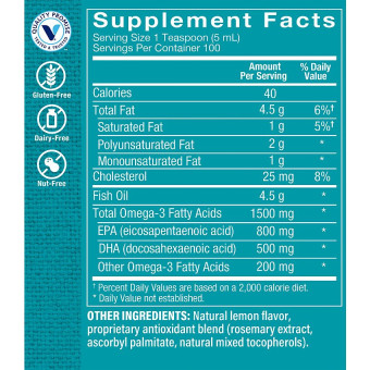 Omega-3 Fish Oil EPA 800 DHA 500 Lemon (16.9 fl oz)