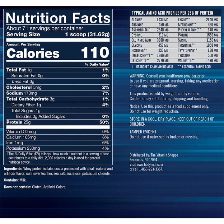 Whey Protein Isolate Chocolate (78 serv) 5 lb