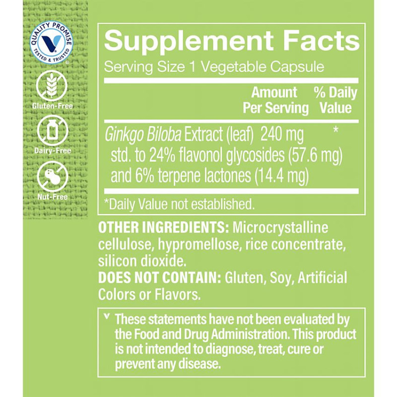 Double Strength Ginkgo Biloba Extract 240 mg (120 veg cap)