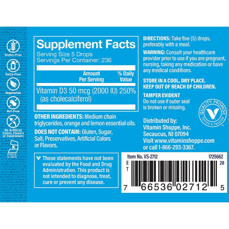 Liquid Vitamina D3 2000 UI (1 fl oz)