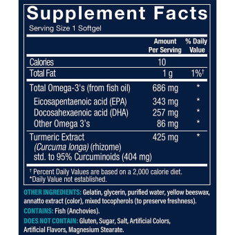 Vthrive Omega-3 EPA/DHA 600mg w/Turmeric 424mg (60 soft)