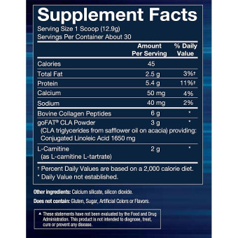 CLA Carnitine Collagen Unflavored (30 serv) 13.8 oz