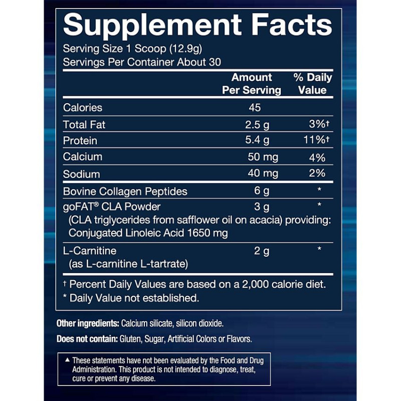 CLA Carnitine Collagen Unflavored (30 serv) 13.8 oz