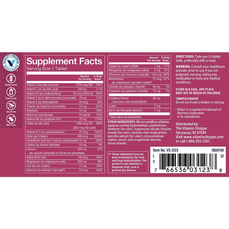 One Daily Women's 50+ No Iron Multivitaminas (60 tab)